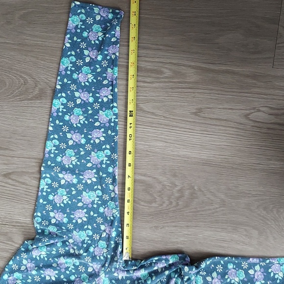 Nanette girls long pants 12 blue with green purple flower print throughout - Picture 11 of 11